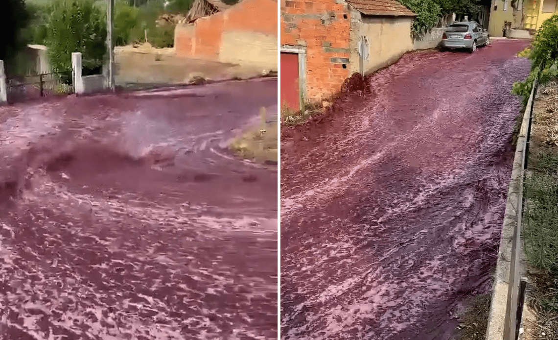 Portuguese village wine flood